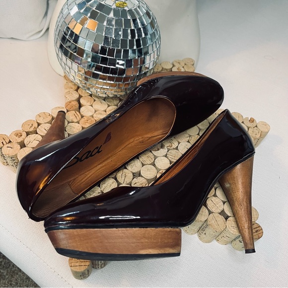 BACI Patent Leather Stiletto Heels Platform STYLE:LUCKY Maroon 9M Preowned - Picture 7 of 10